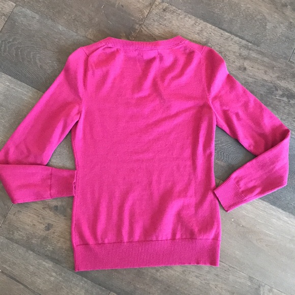 J crew fuschia merino wool v-neck sweater S - Picture 5 of 5